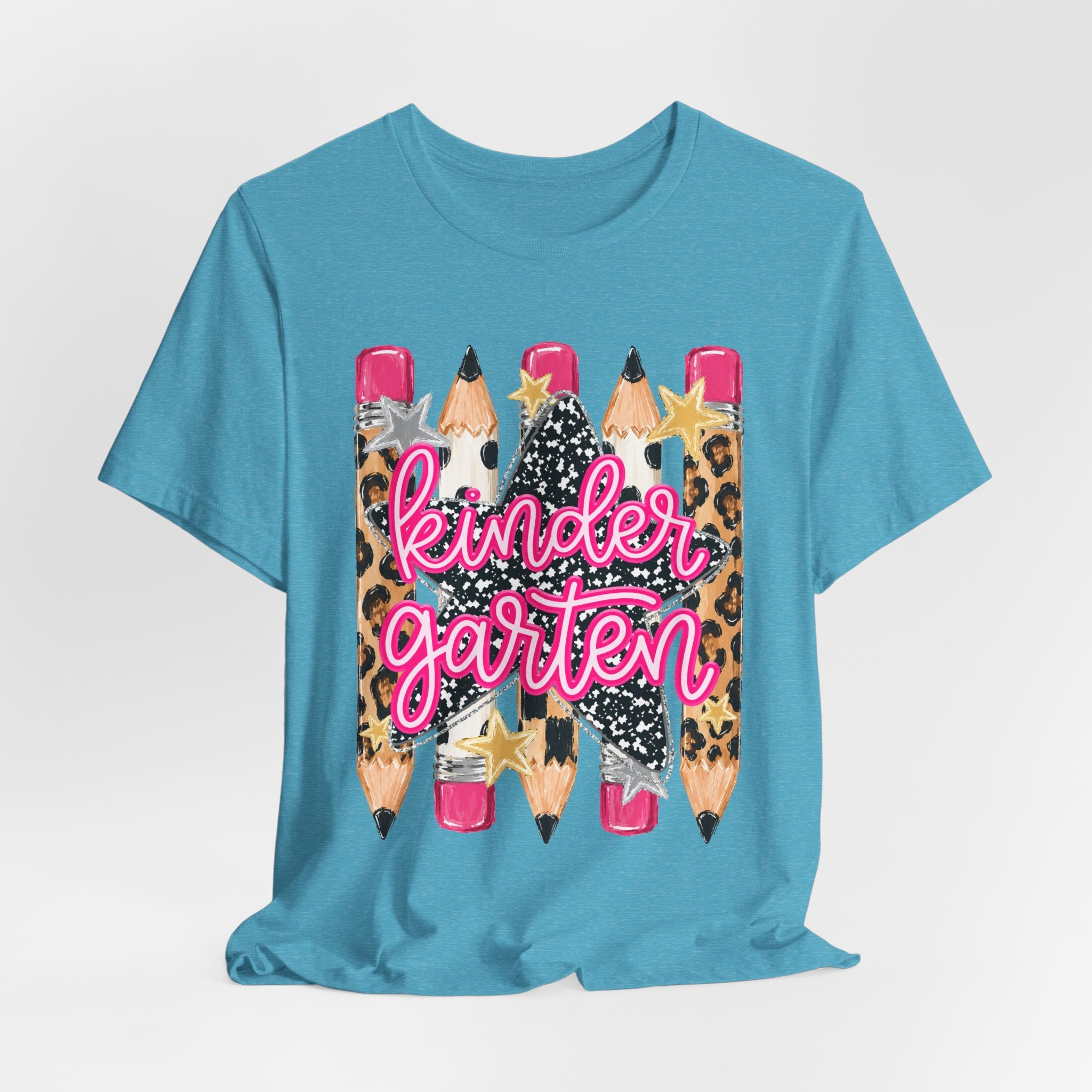 Kindergarten Pencils T-Shirt — Cute Leopard Print School Tee
