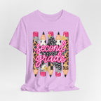 Second Grade Pencil Leopard Print T-Shirt — Back to School Teacher & Student Tee