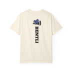 Mom Cheer support T-Shirt — "MOM" with Blue bow & Personalized Back Print