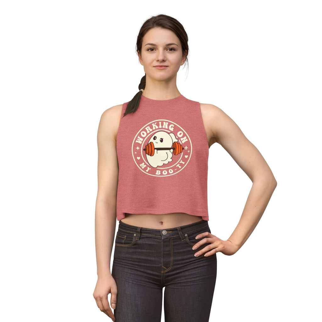Crop Top — "Working On My Booty" Cute Ghost Weightlifting Fitness Tank