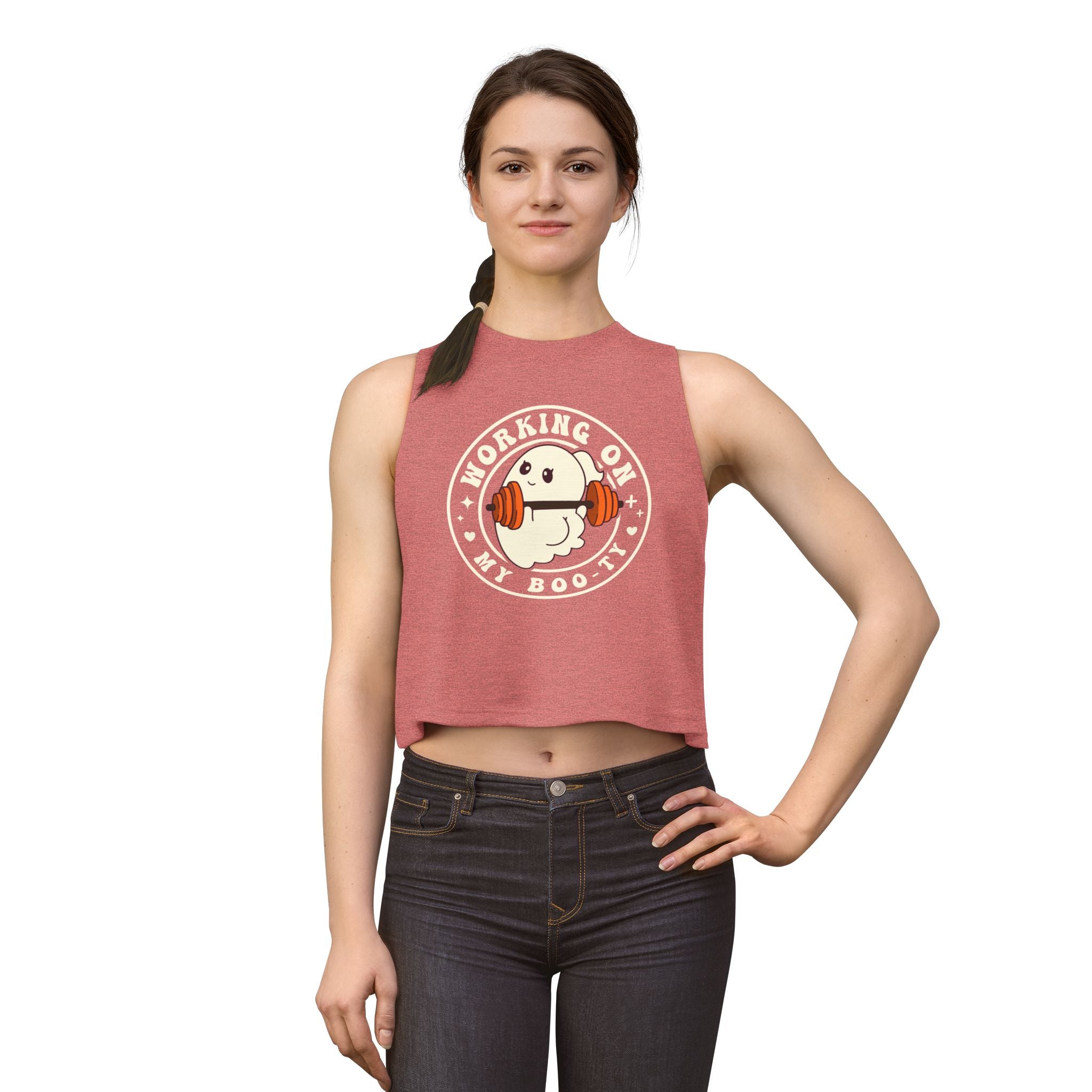 Crop Top — "Working On My Booty" Cute Ghost Weightlifting Fitness Tank