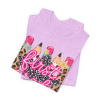 First Grade Pencils Leopard Print Kids Tee