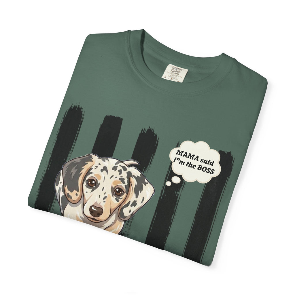 Comfort Colors “Mama Said I’m the Boss” Dachshund Shirt | Funny Dog Graphic Tee