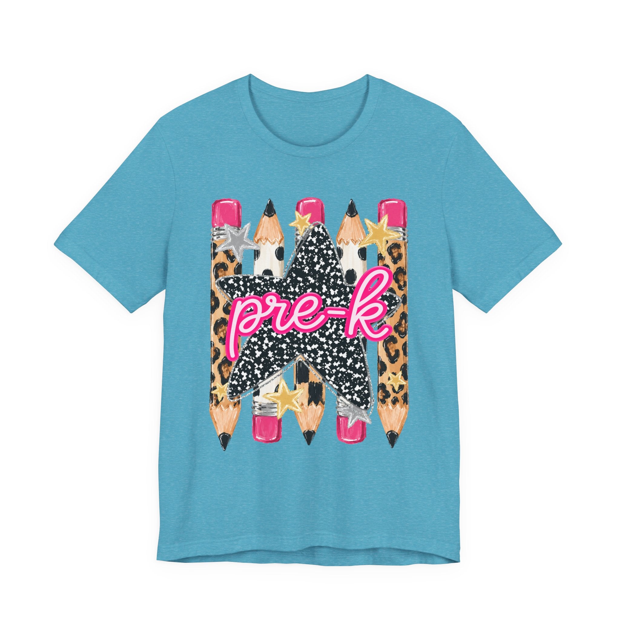 Pre-K Star Pencil T-Shirt — Cute Leopard School Teacher Tee