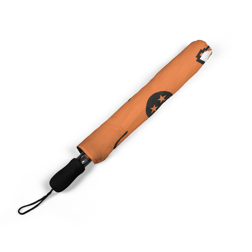 Compact Foldable Umbrella — Orange Tennessee Volunteer Pattern