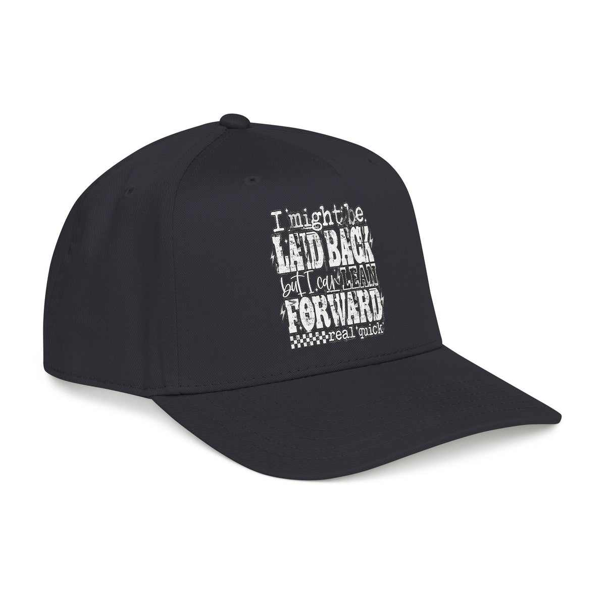Mid Profile Baseball Cap — 'Lean Forward' Inspirational Script Cap