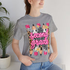 Second Grade Pencil Leopard Print T-Shirt — Back to School Teacher & Student Tee