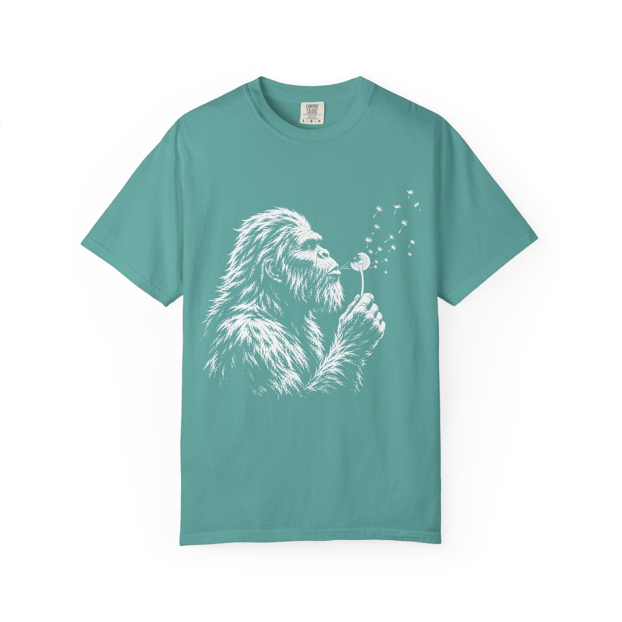Bigfoot Dandelion T-Shirt — Whimsical Sasquatch Graphic Tee
