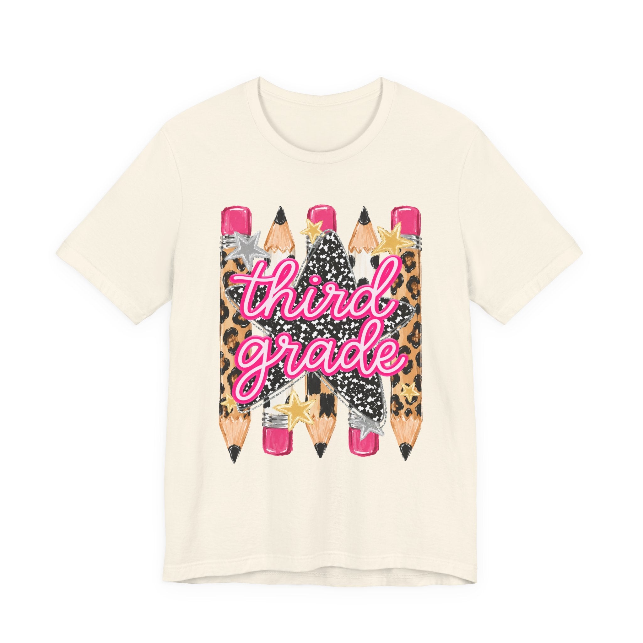 Third Grade Pencils T‑Shirt — Leopard & Glitter Back-to-School Tee