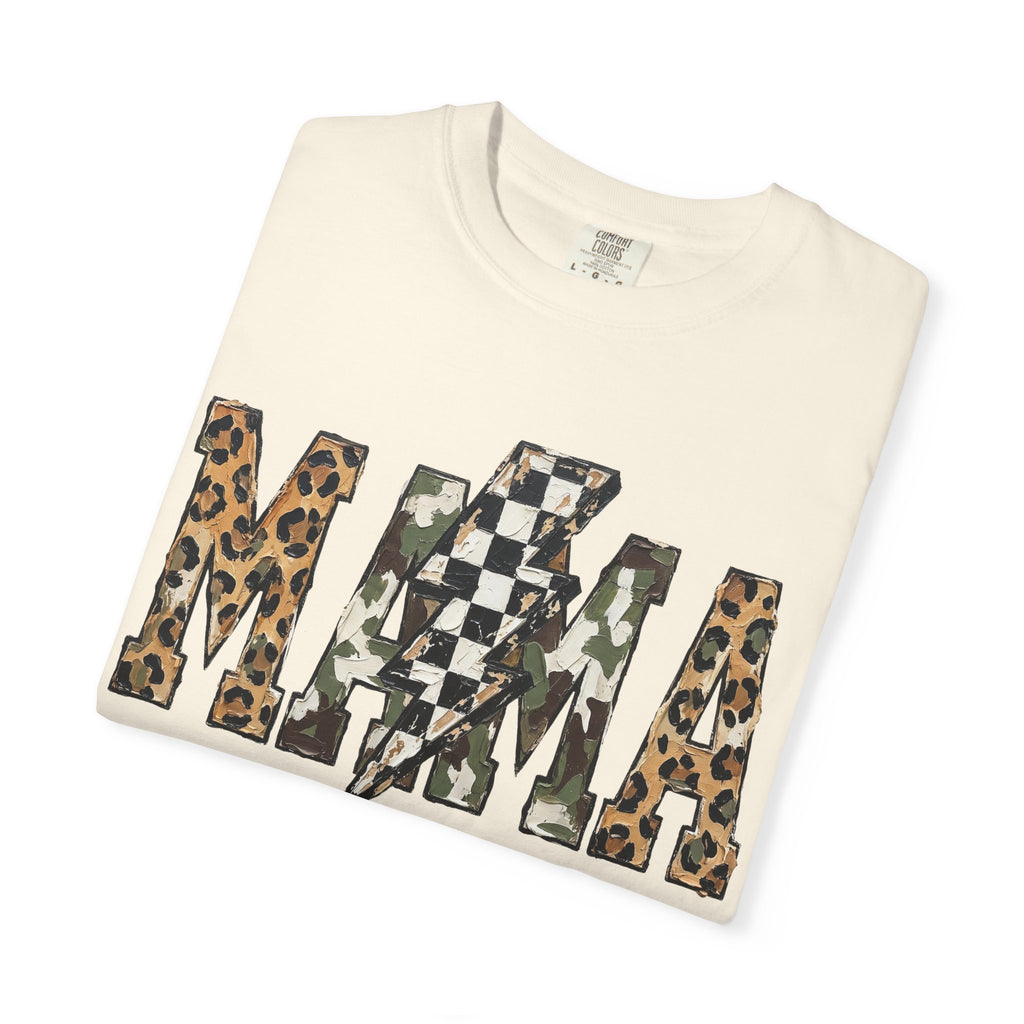 MAMA Lightning Bolt Leopard Check T-Shirt | Mama Tee