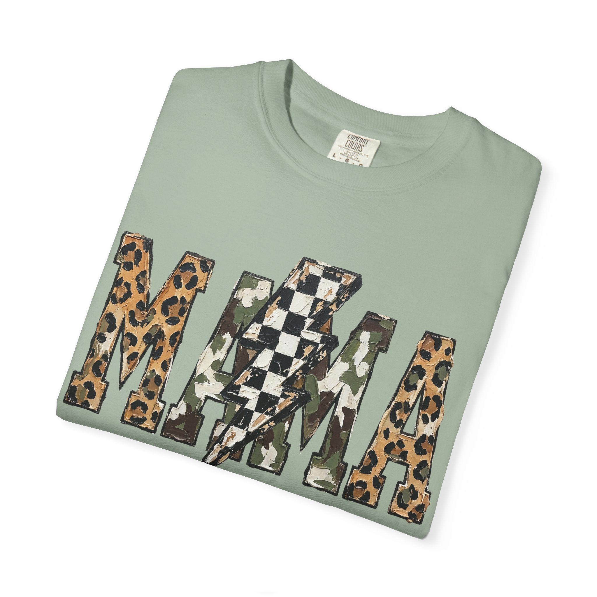 MAMA Lightning Bolt Leopard Check T-Shirt | Mama Tee