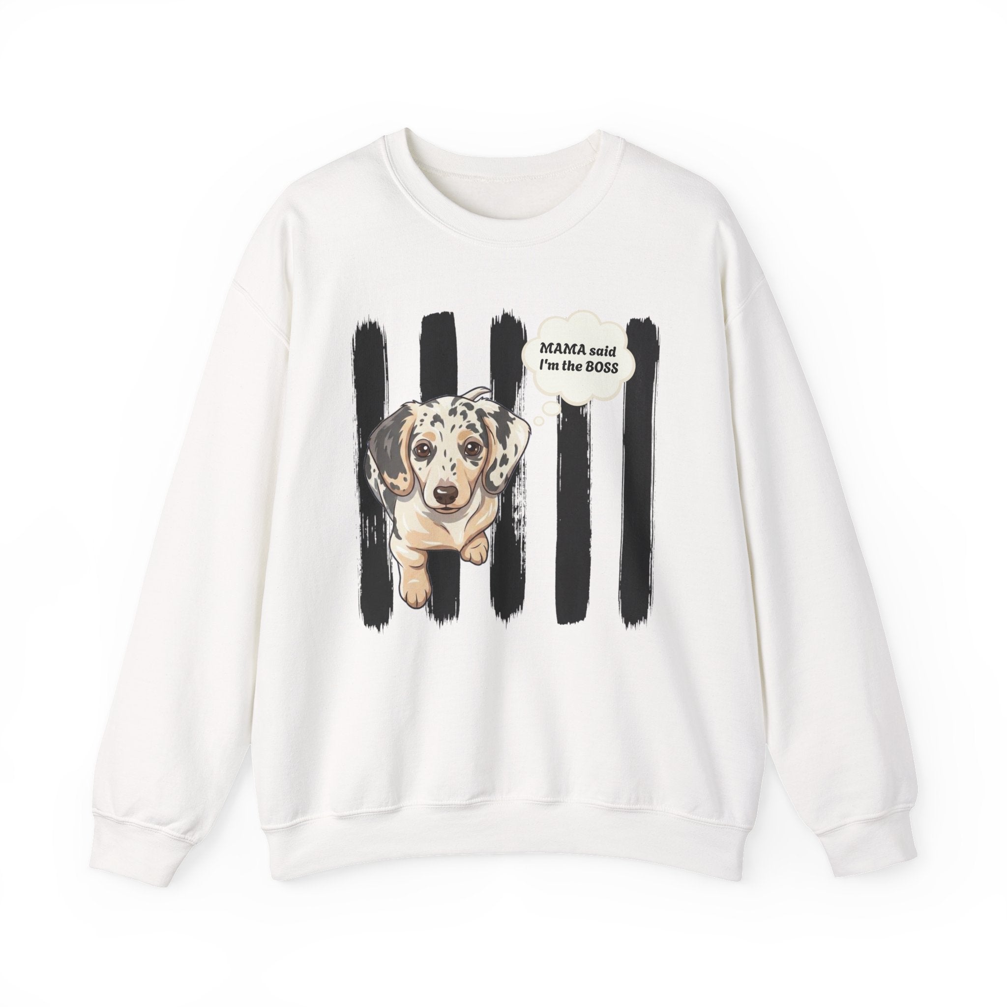 Dachshund Mom Crewneck Sweatshirt – “Mama Said I’m the Boss” Dog Lover Pullover