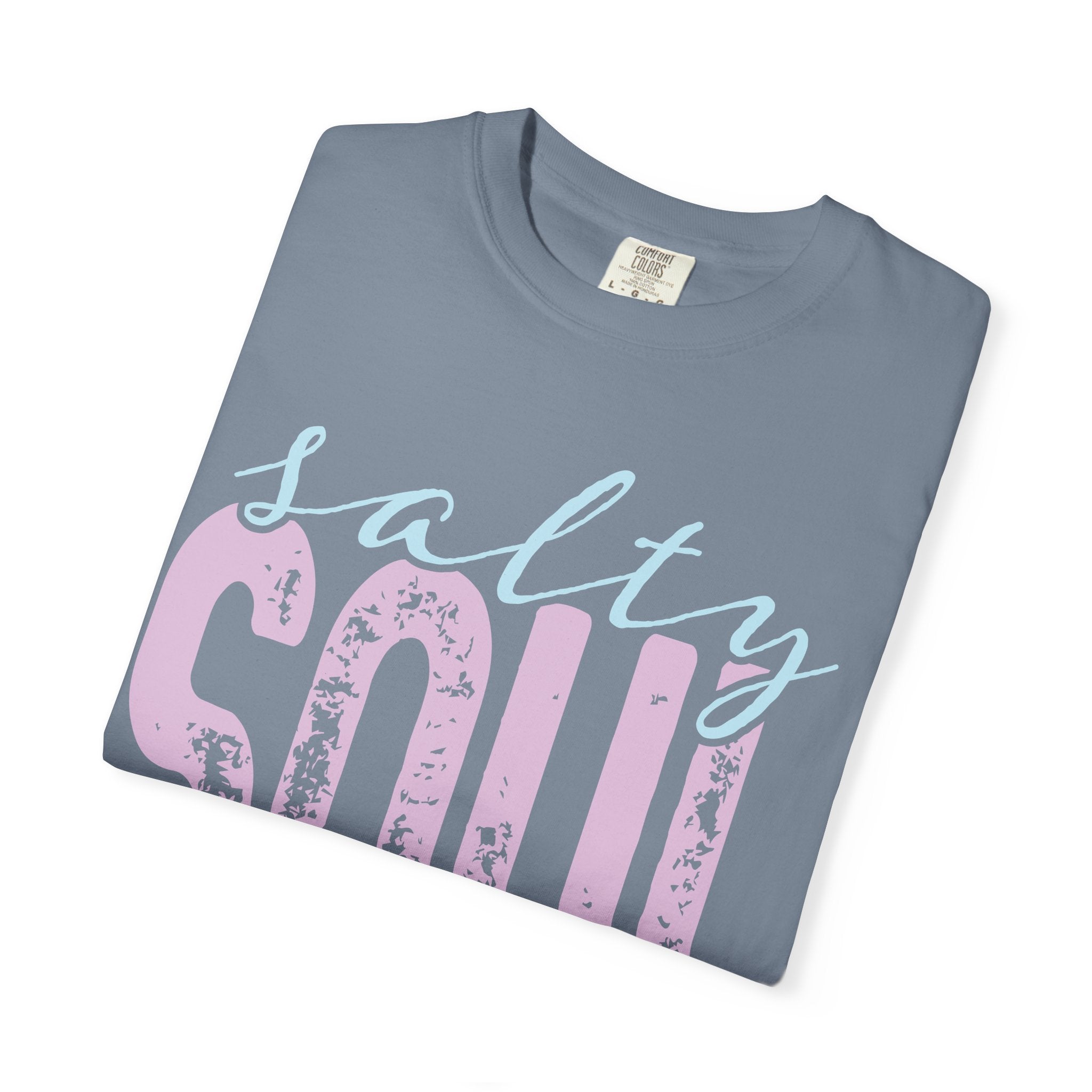 Salty Soul T-shirt | beachy seaside design, script & distressed letters
