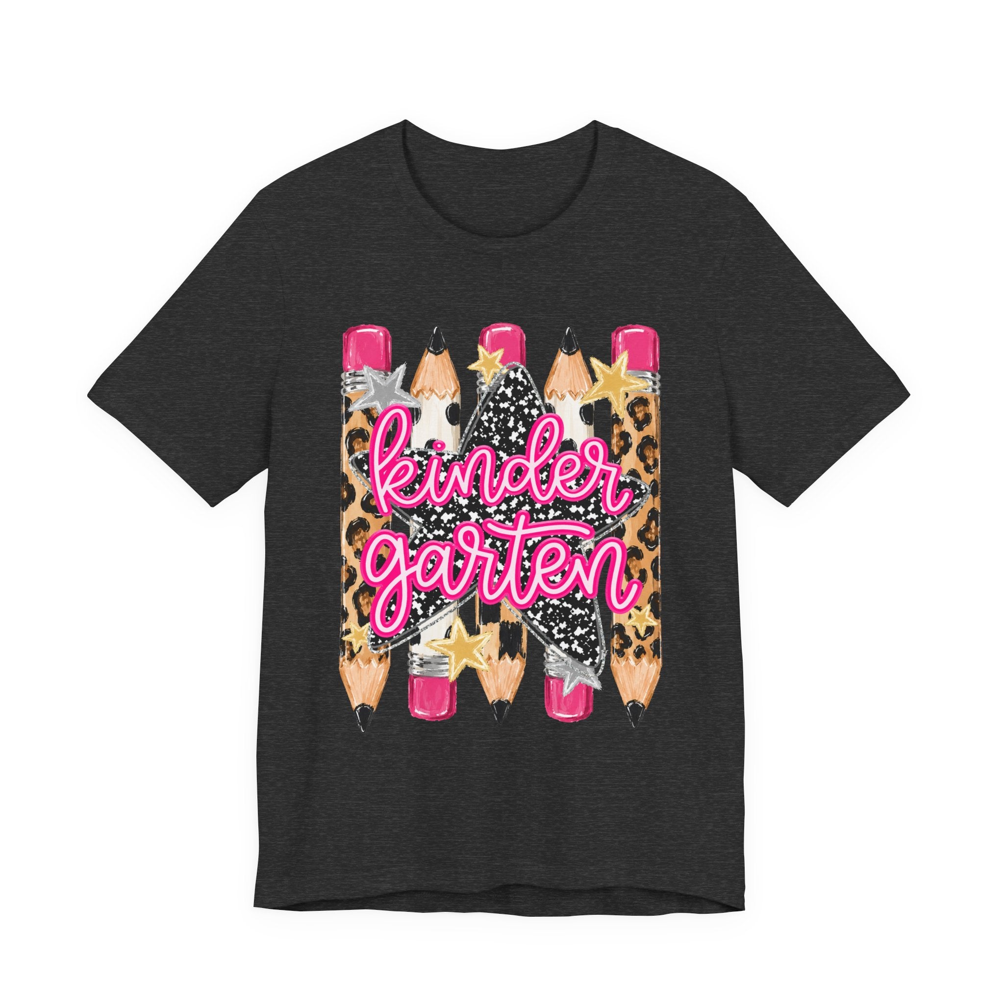 Kindergarten Pencils T-Shirt — Cute Leopard Print School Tee