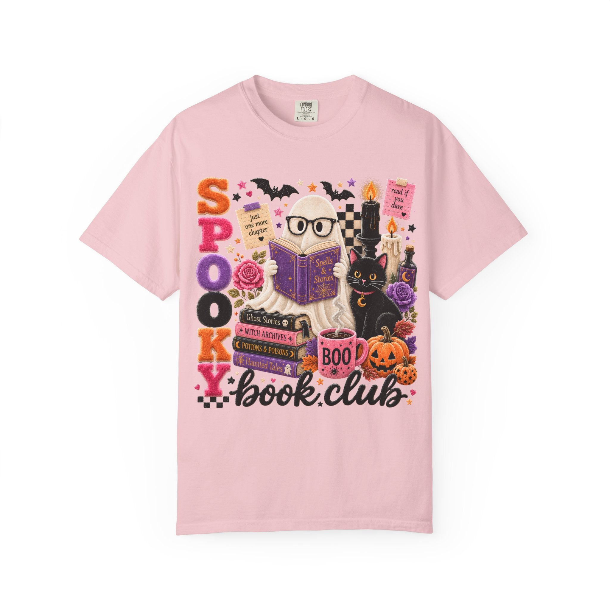 Spooky Book Club T-shirt | Halloween Reading Cat Owl Pumpkin
