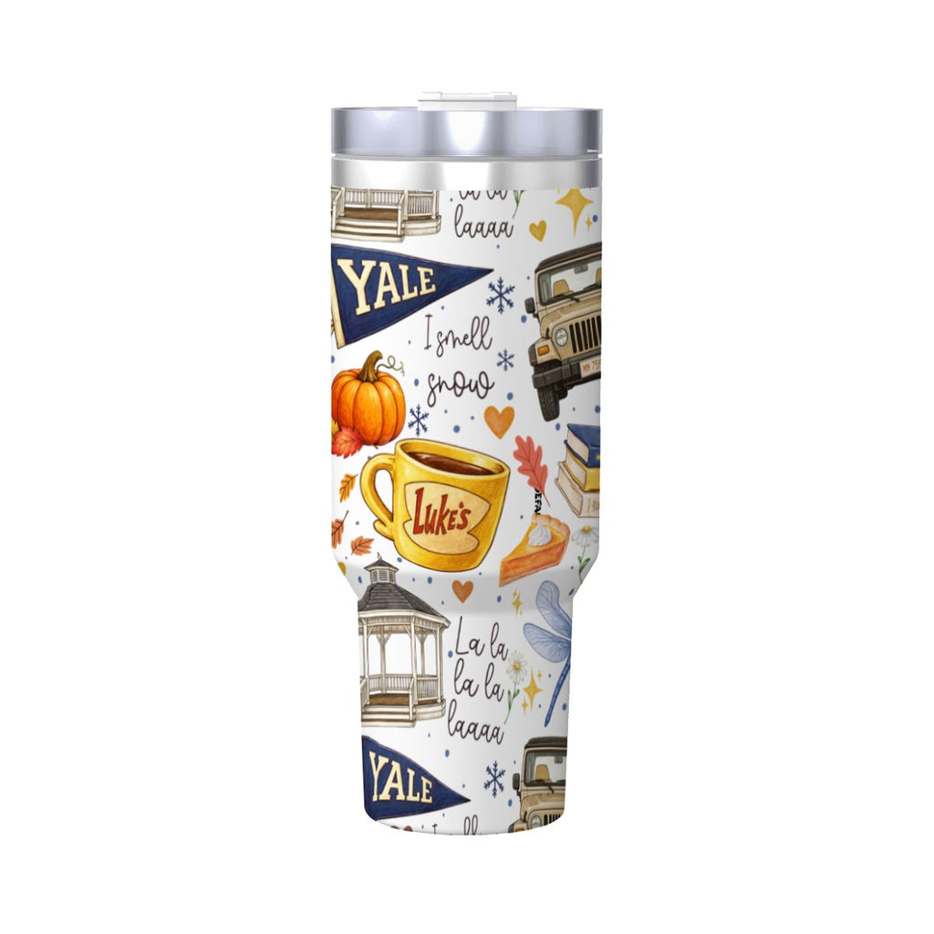 Travel Coffee Mug with Handle and Straw Gilmore Girls Stars Hollow(40oz)