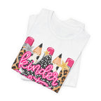 Kindergarten Pencils T-Shirt — Cute Leopard Print School Tee