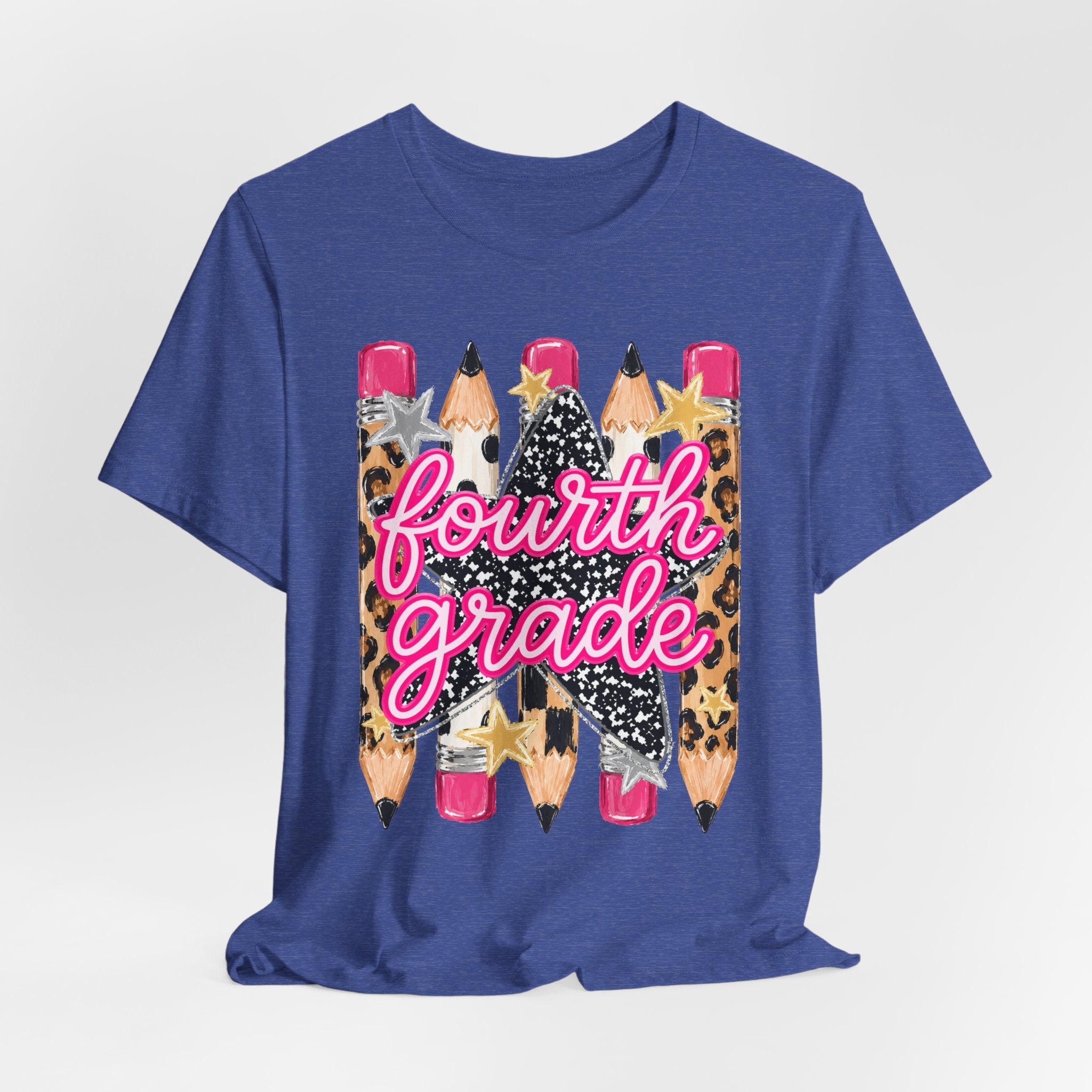 Fourth Grade Pencil Tee — Leopard & Glitter Back-to-School Shirt