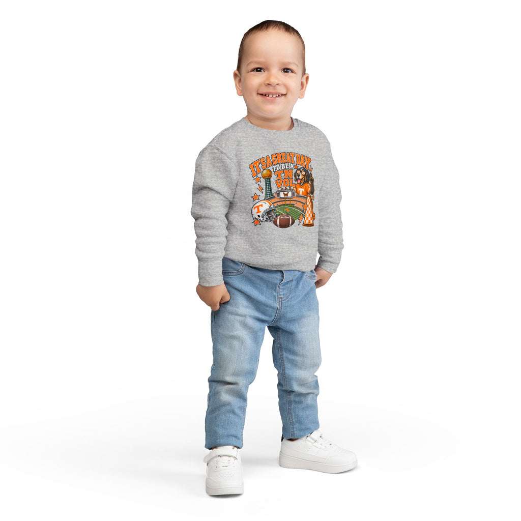 Toddler Sweatshirt - "It's a Great Day to Be a Vol" Football Stadium Mascot Design