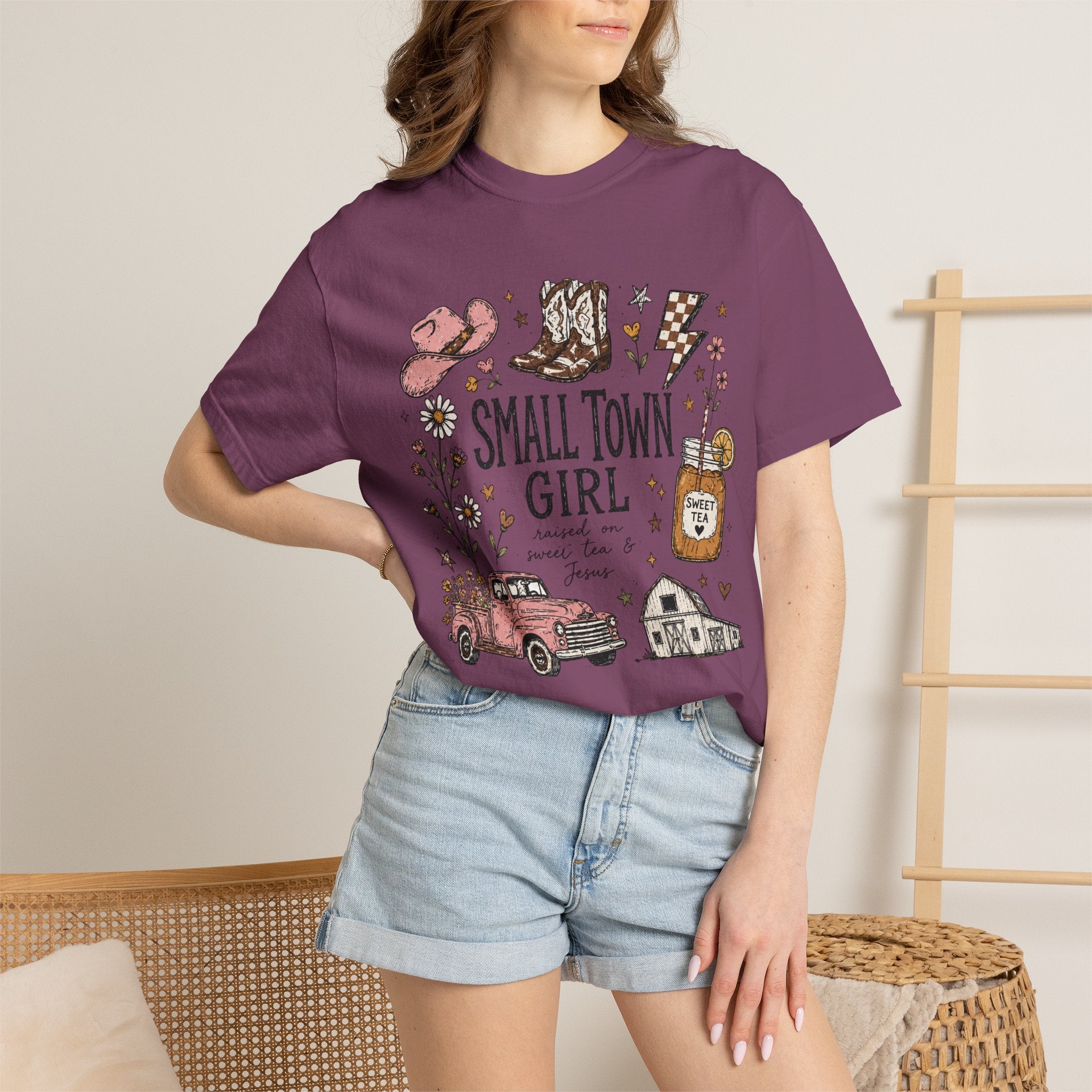 Small town girl , Jesus and sweet tea girl, comfort colors tee