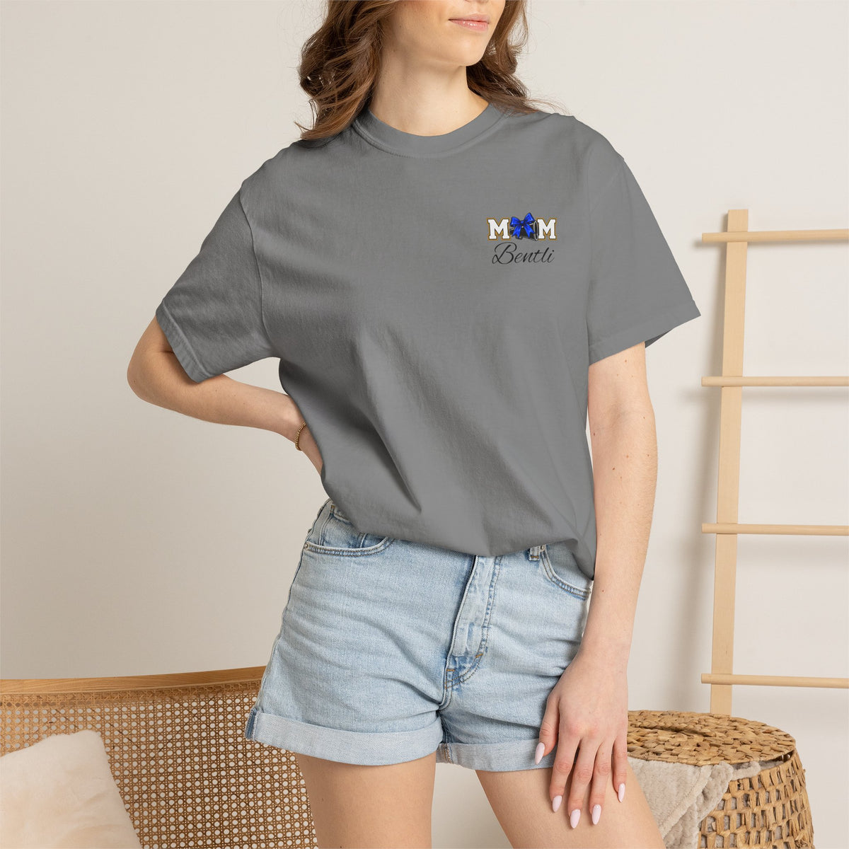 Cheer Mom T-Shirt — Cheerleading Mom Tee with Pom Poms & Megaphone Design