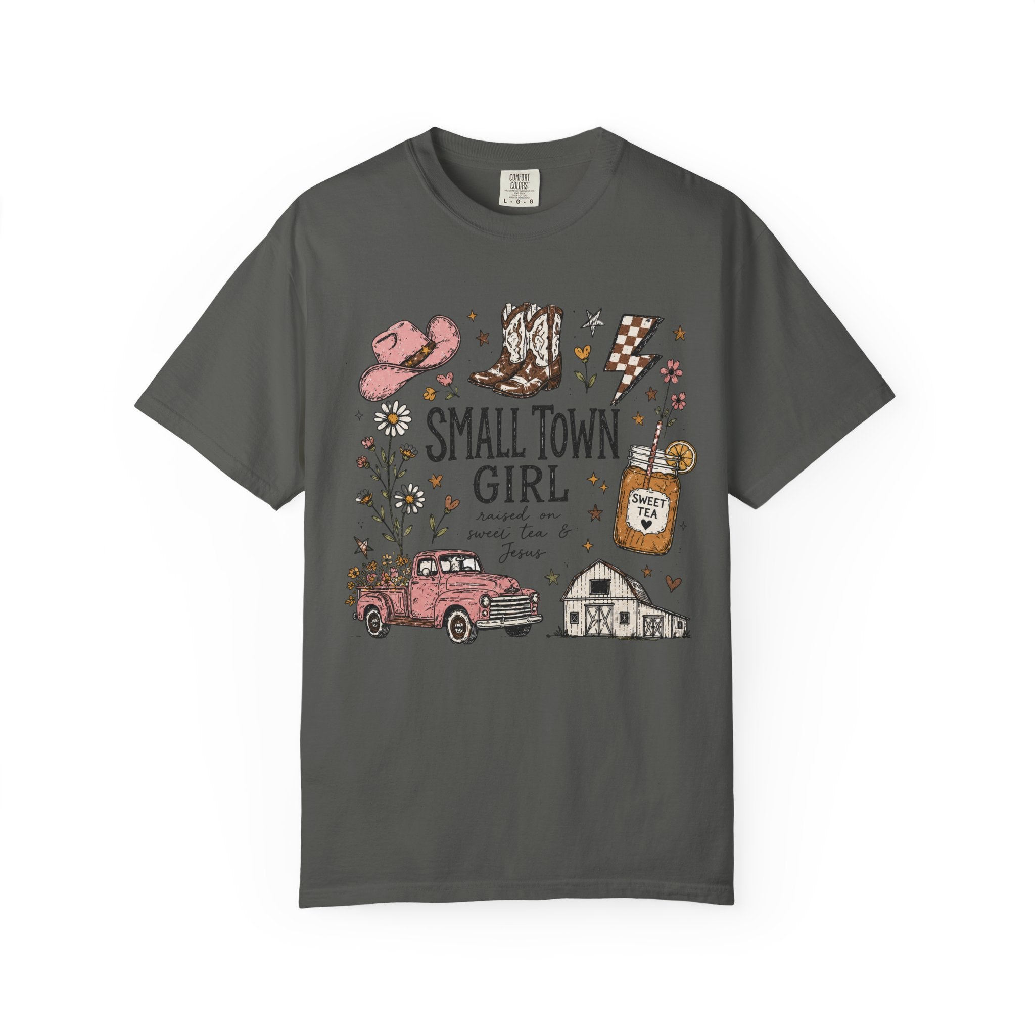 Small town girl , Jesus and sweet tea girl, comfort colors tee