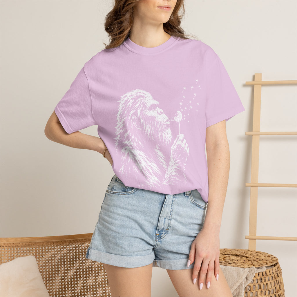 Bigfoot Dandelion T-Shirt — Whimsical Sasquatch Graphic Tee