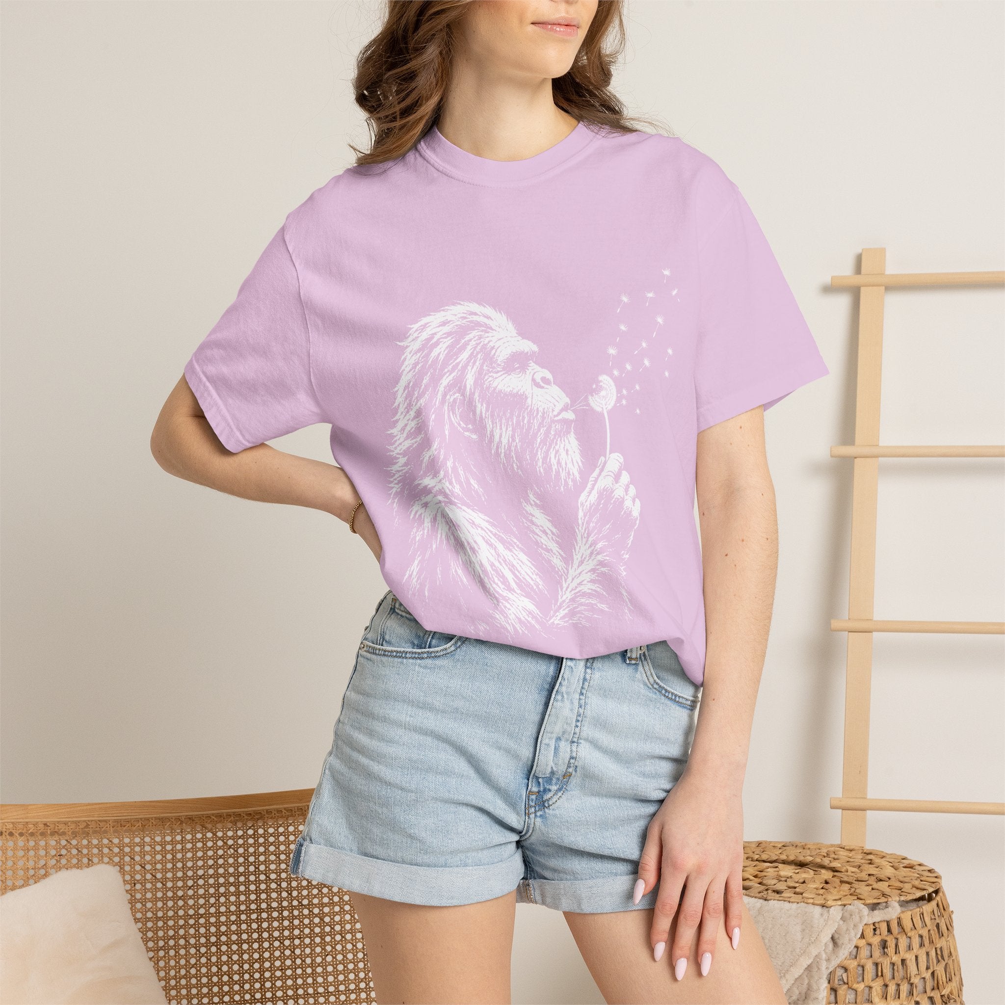 Bigfoot Dandelion T-Shirt — Whimsical Sasquatch Graphic Tee