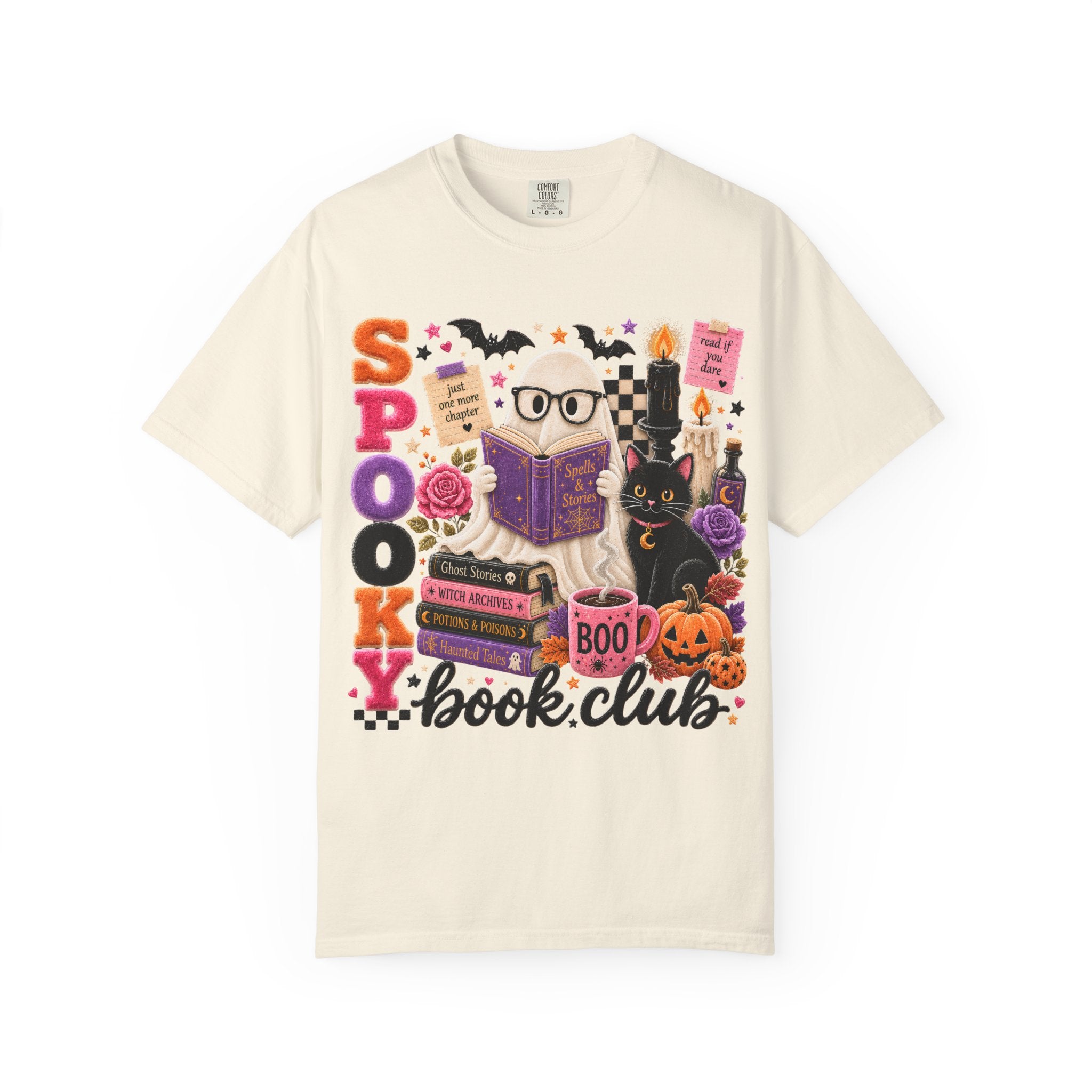 Spooky Book Club T-shirt | Halloween Reading Cat Owl Pumpkin