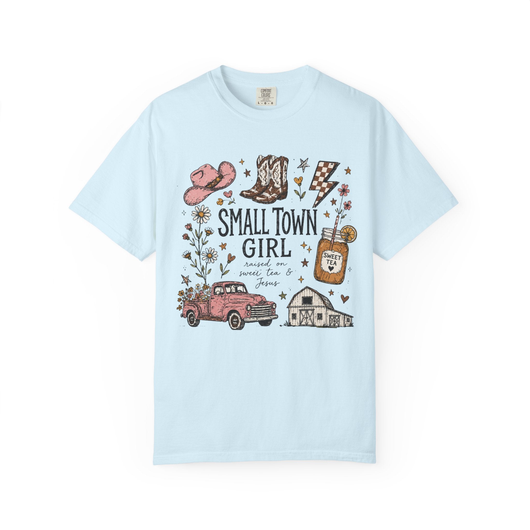 Small town girl , Jesus and sweet tea girl, comfort colors tee