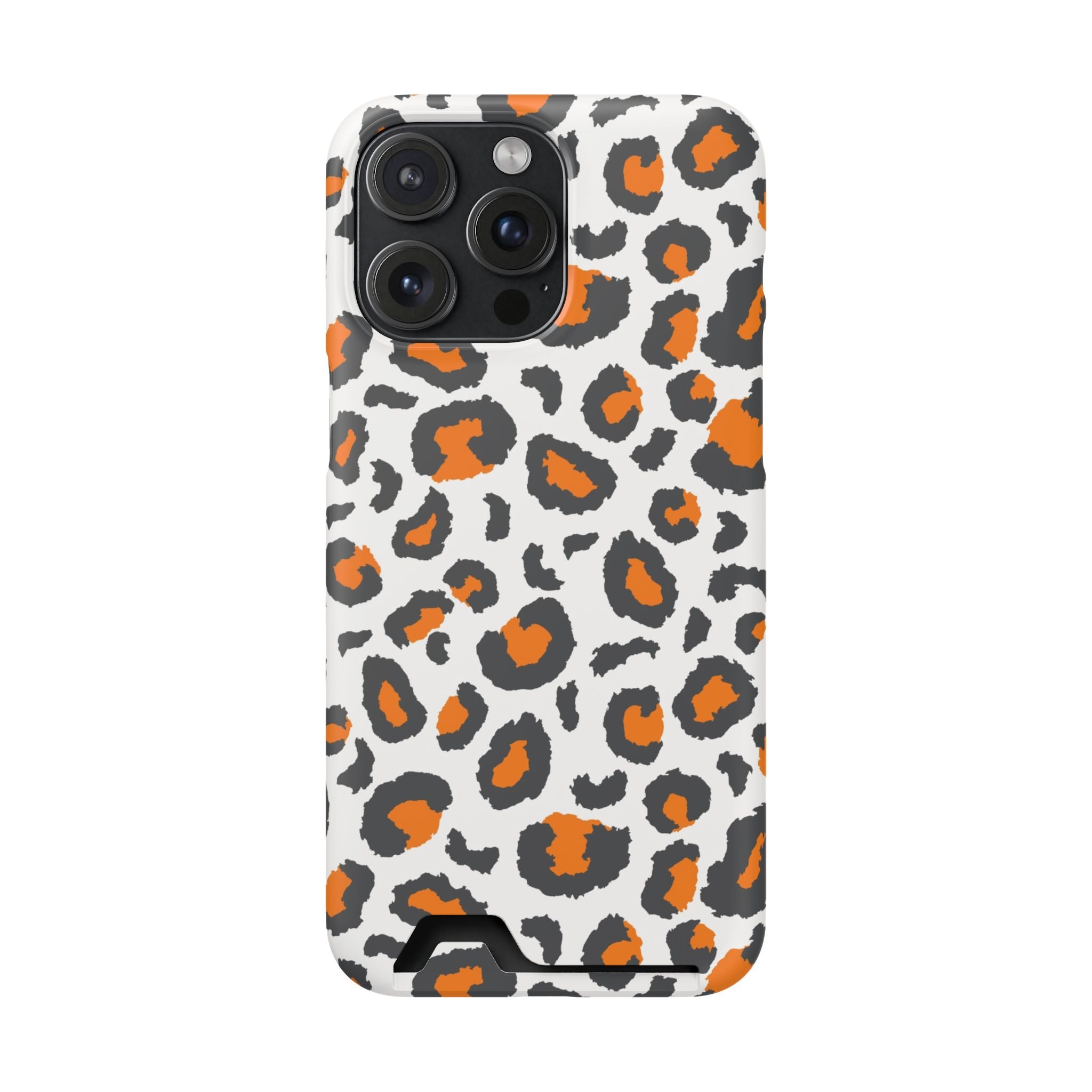 Orange white and grey cheetah print Phone Case With Card Holder, Tennessee Vols colors phone case