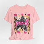 Pre-K Star Pencil T-Shirt — Cute Leopard School Teacher Tee
