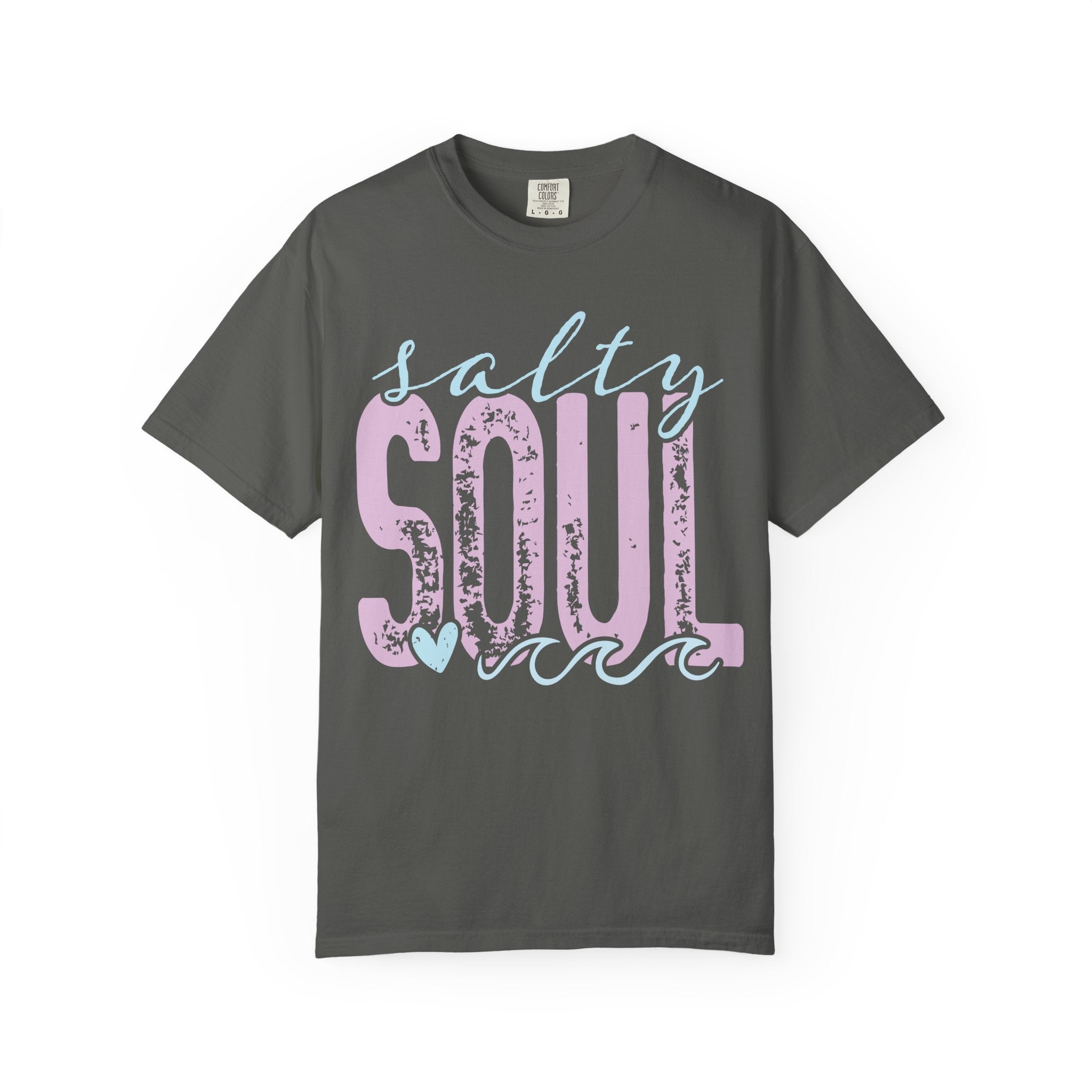 Salty Soul T-shirt | beachy seaside design, script & distressed letters