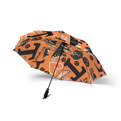 Compact Foldable Umbrella — Orange Tennessee Volunteer Pattern