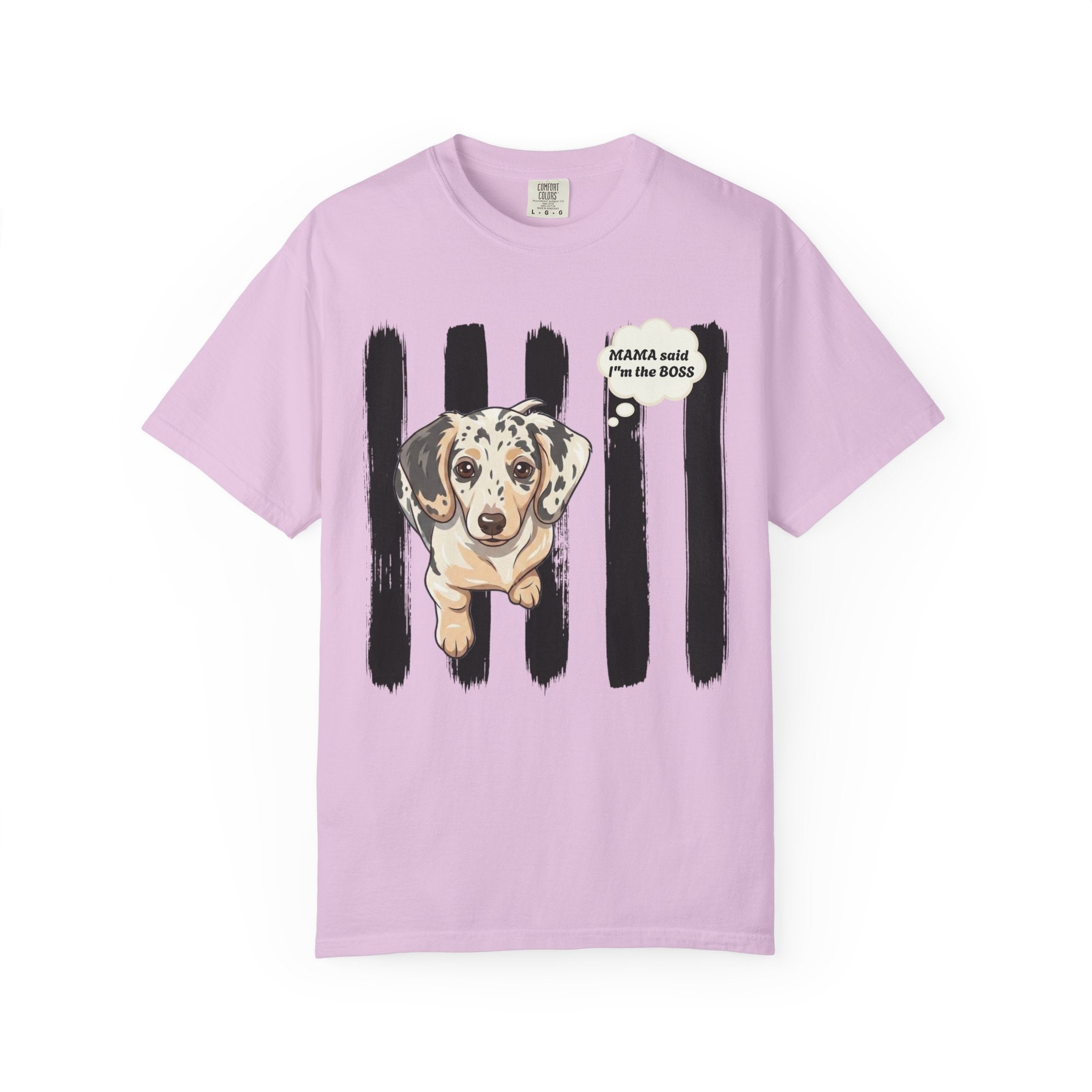 Comfort Colors “Mama Said I’m the Boss” Dachshund Shirt | Funny Dog Graphic Tee