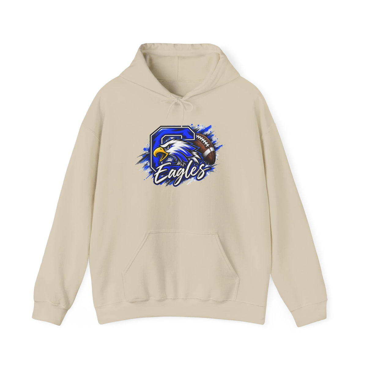 Eagles Football Gildan Hoodie — Bold Eagle Mascot Pullover