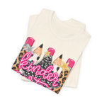 Kindergarten Pencils T-Shirt — Cute Leopard Print School Tee