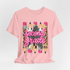 Second Grade Pencil Leopard Print T-Shirt — Back to School Teacher & Student Tee