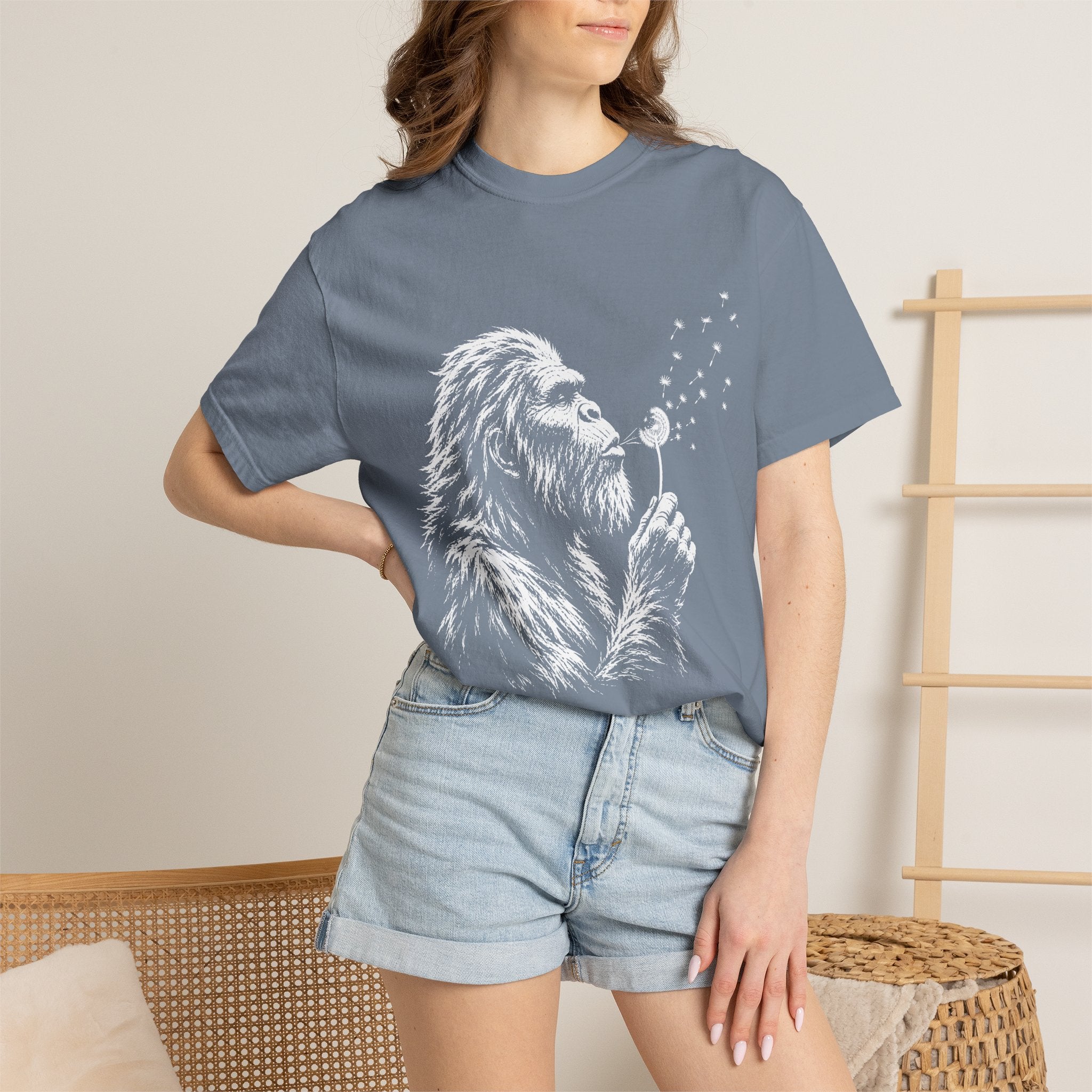 Bigfoot Dandelion T-Shirt — Whimsical Sasquatch Graphic Tee