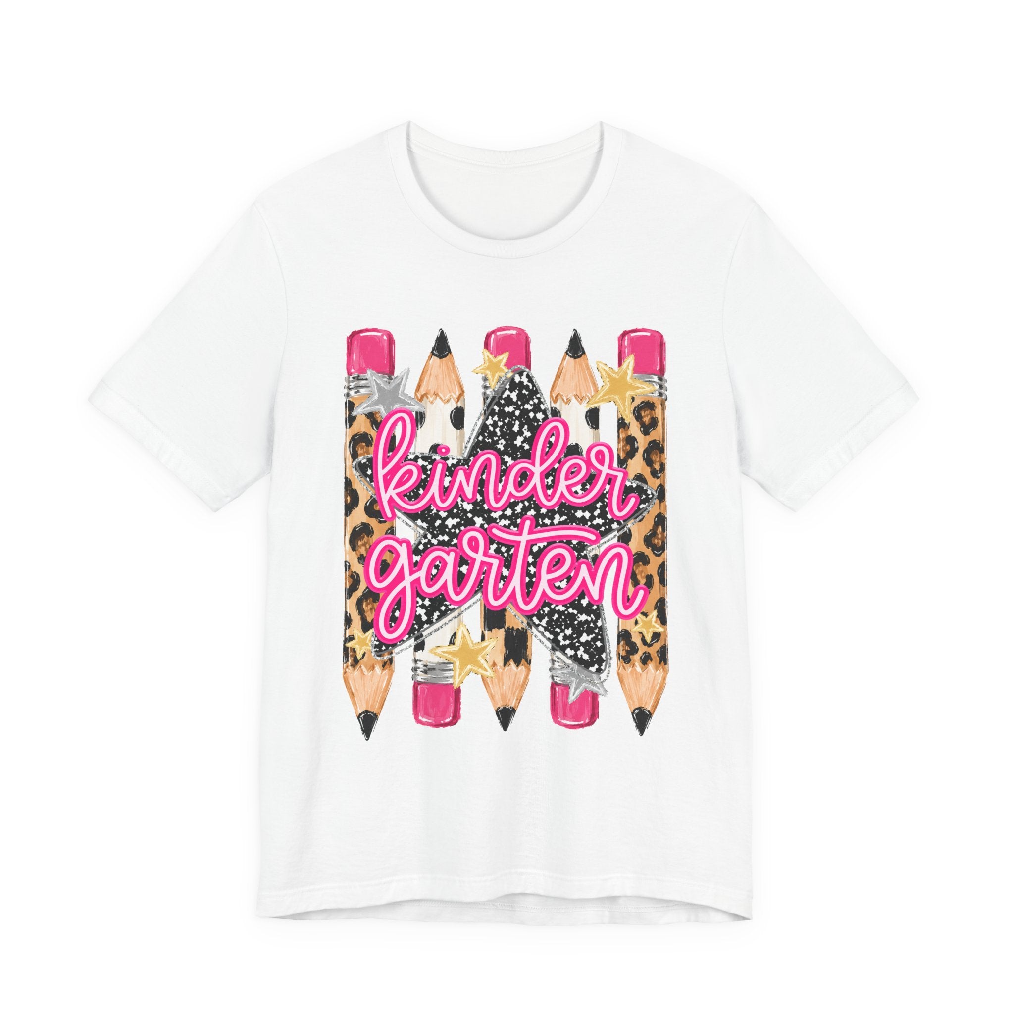 Kindergarten Pencils T-Shirt — Cute Leopard Print School Tee