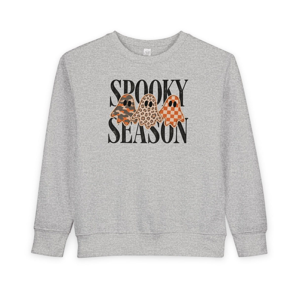 Toddler Sweatshirt — "Spooky Season" Ghosts Leopard & Plaid Fall Halloween Pullover