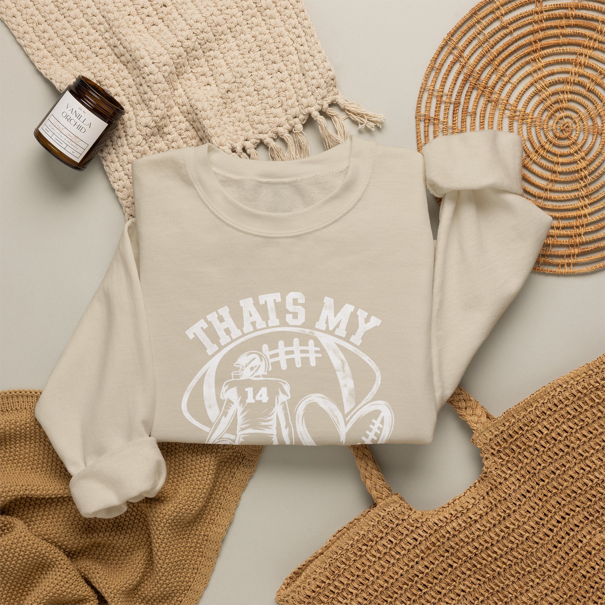 Personlizable Football Crewneck Sweatshirt - "That’s My Heart on the Field" Design