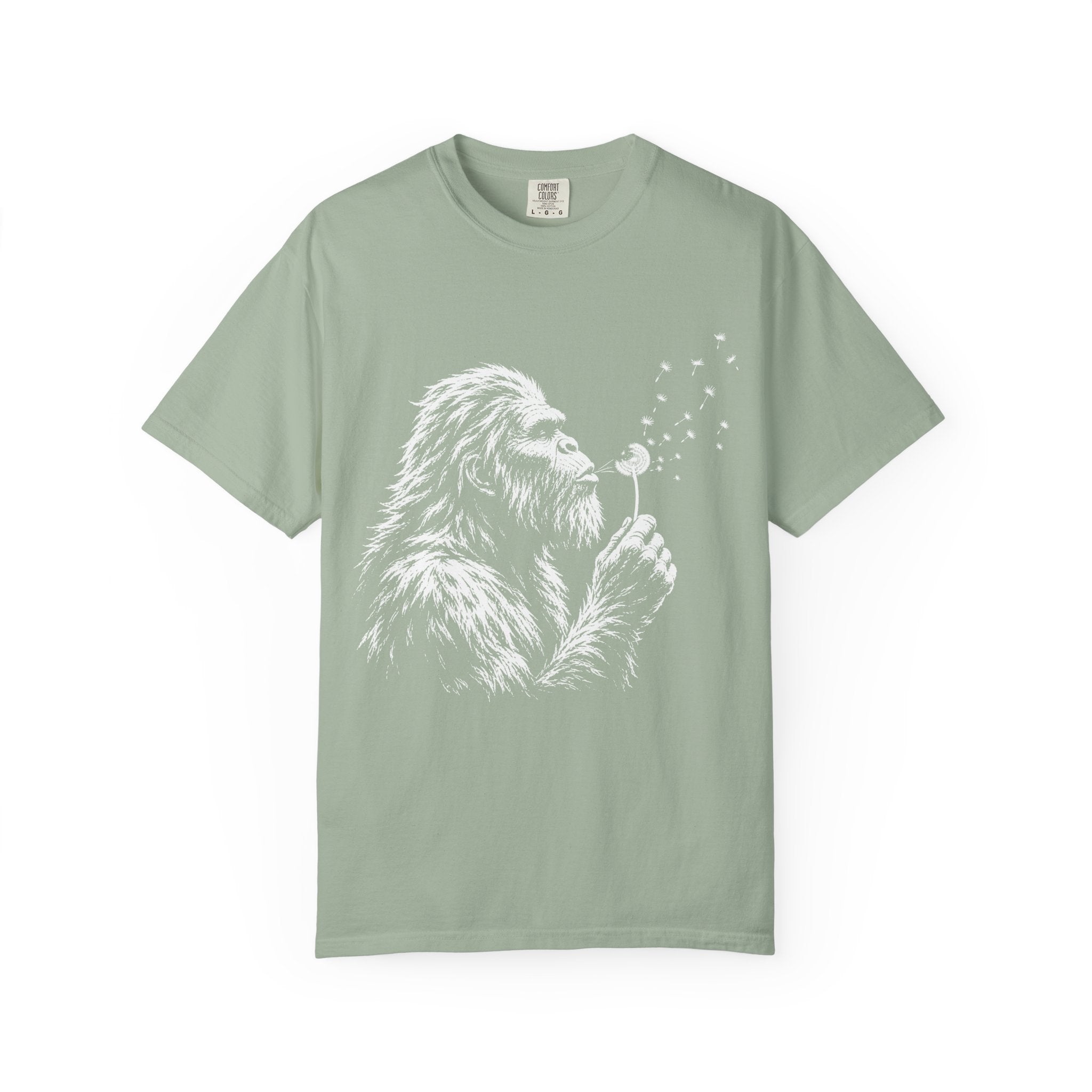 Bigfoot Dandelion T-Shirt — Whimsical Sasquatch Graphic Tee