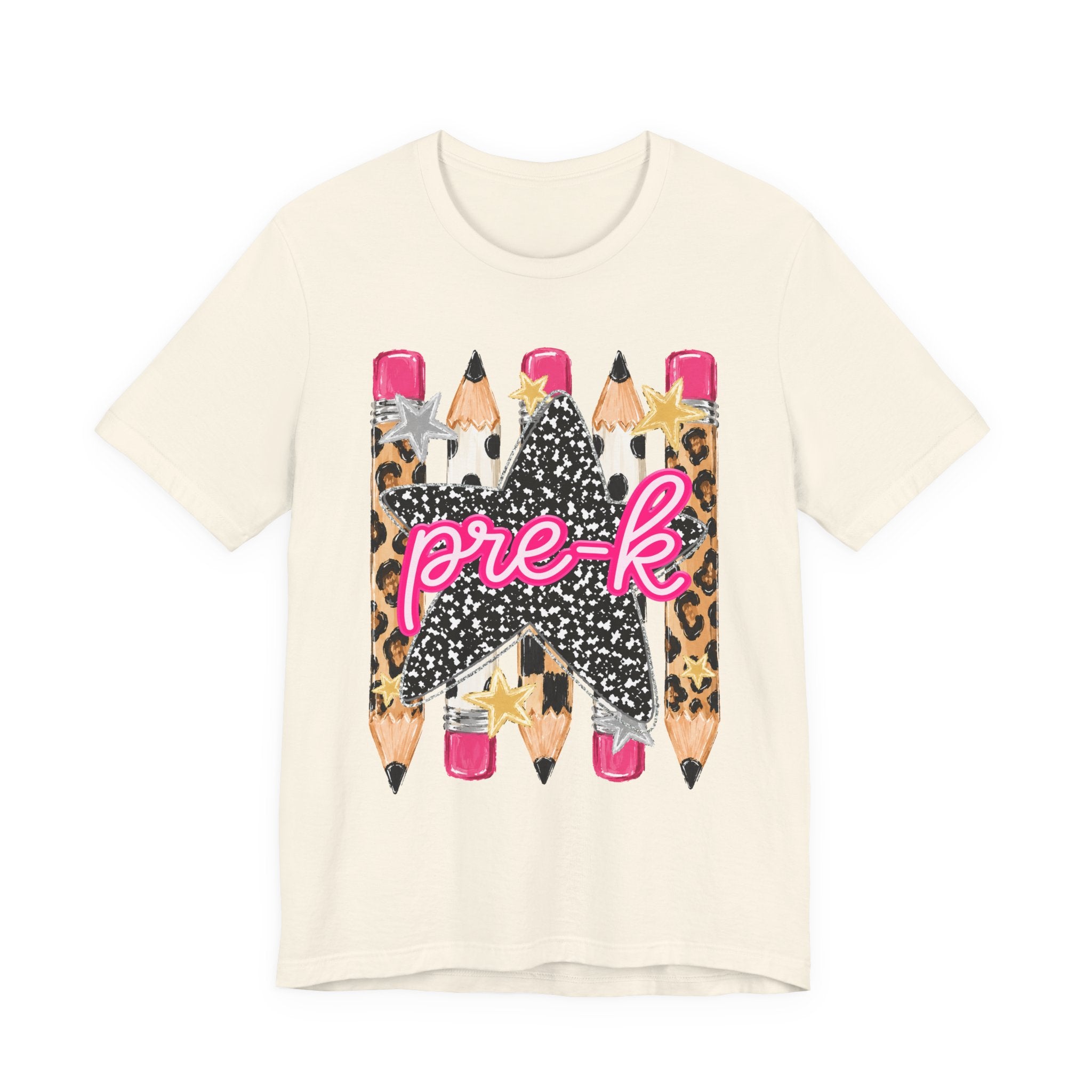 Pre-K Star Pencil T-Shirt — Cute Leopard School Teacher Tee