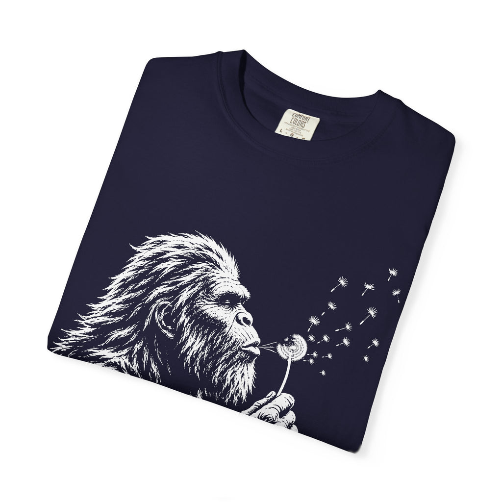 Bigfoot Dandelion T-Shirt — Whimsical Sasquatch Graphic Tee