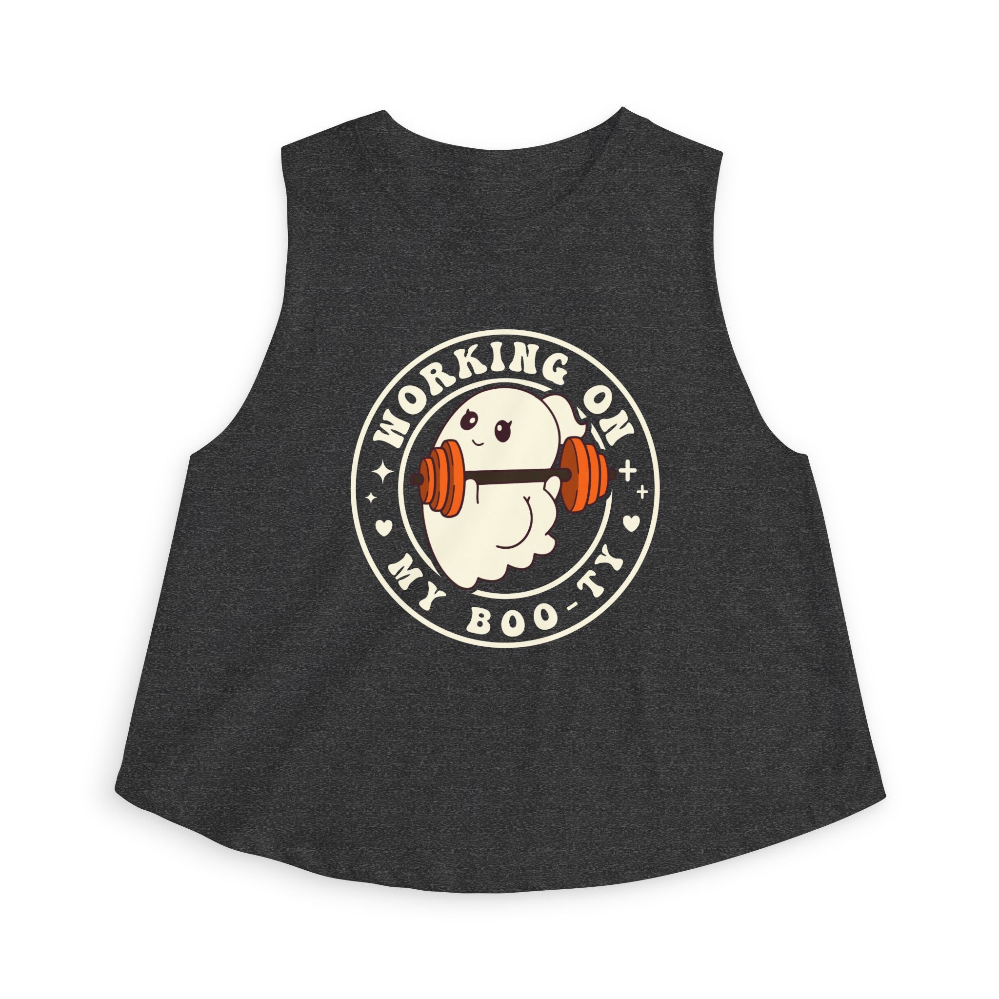 Crop Top — "Working On My Booty" Cute Ghost Weightlifting Fitness Tank