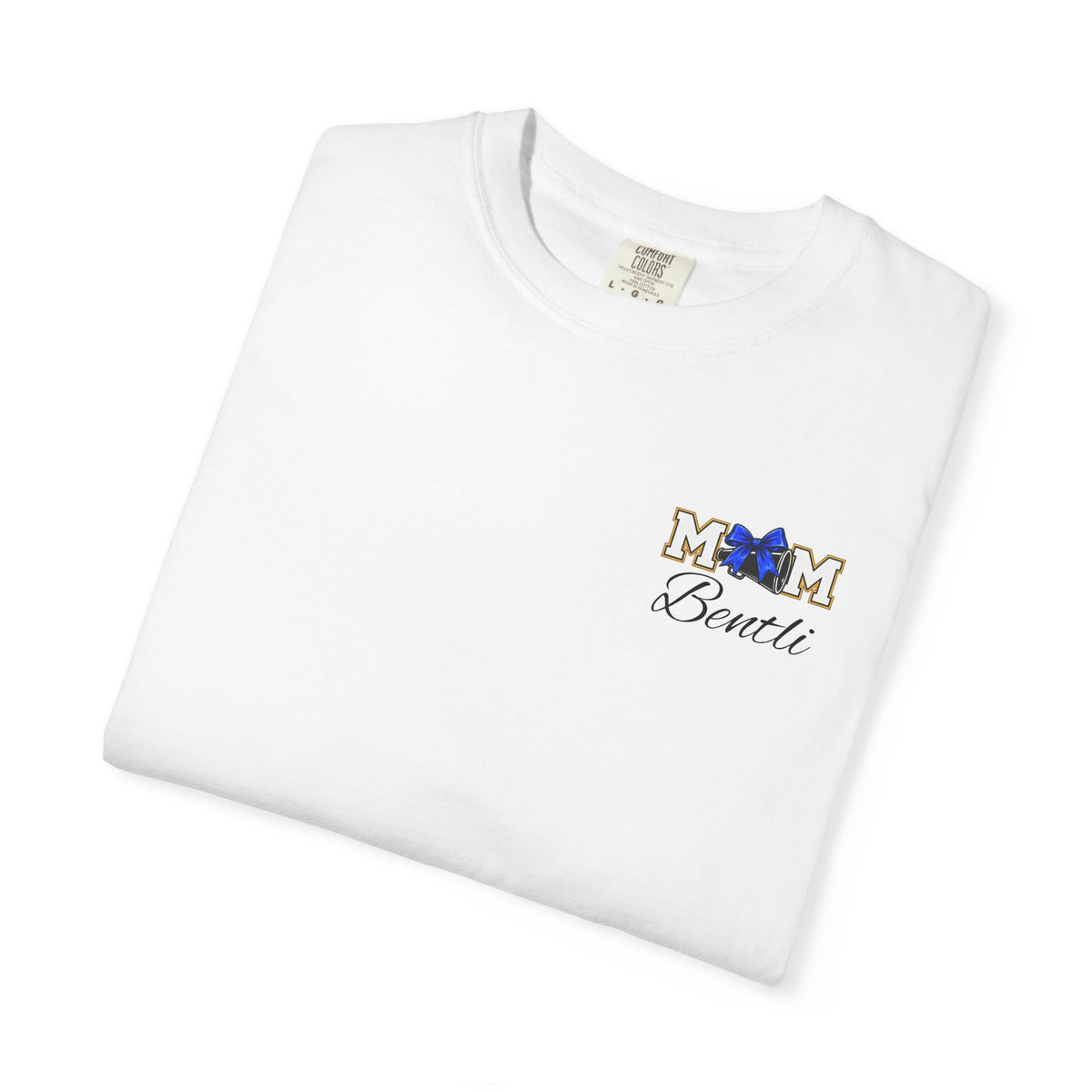 Cheer Mom T-Shirt — Cheerleading Mom Tee with Pom Poms & Megaphone Design