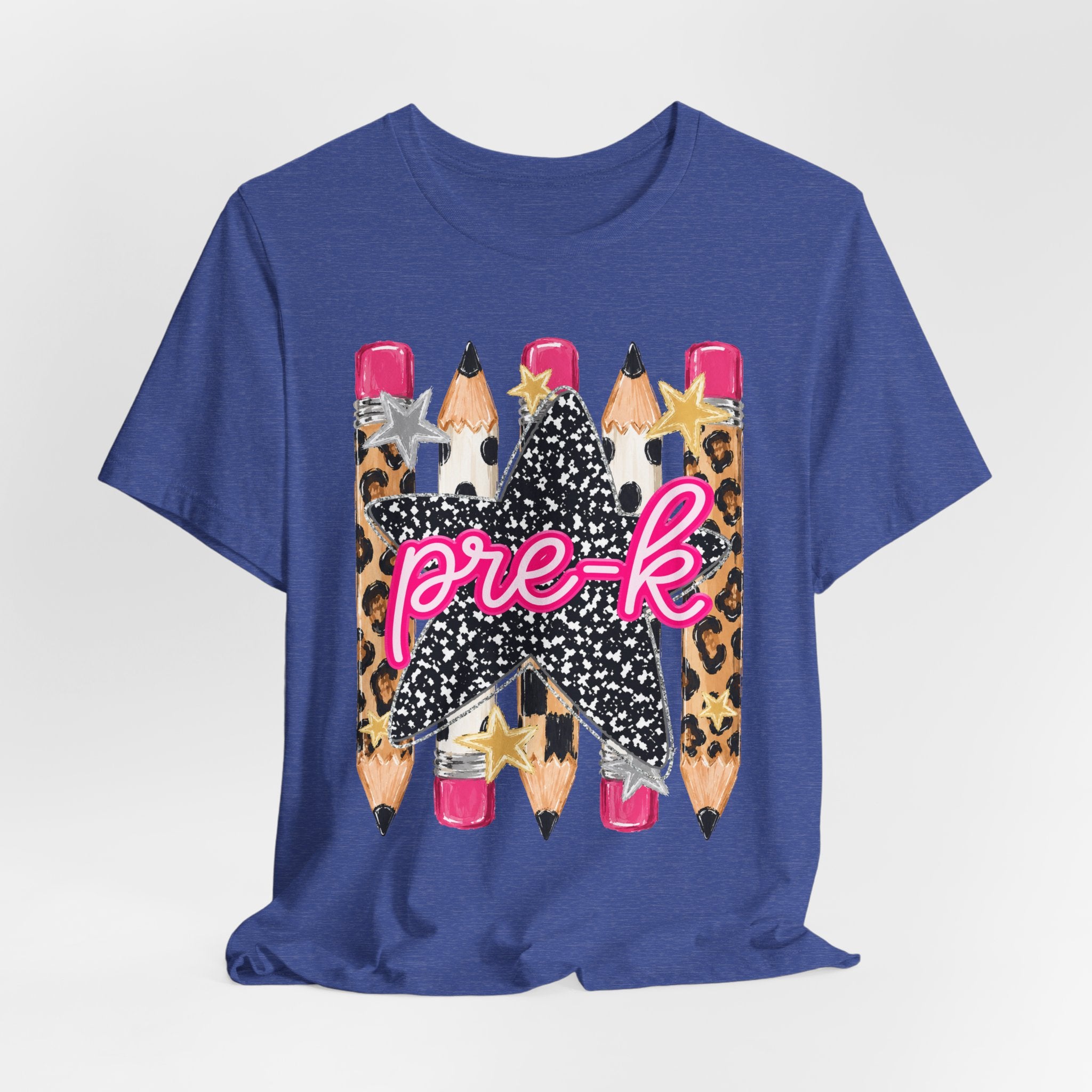 Pre-K Star Pencil T-Shirt — Cute Leopard School Teacher Tee