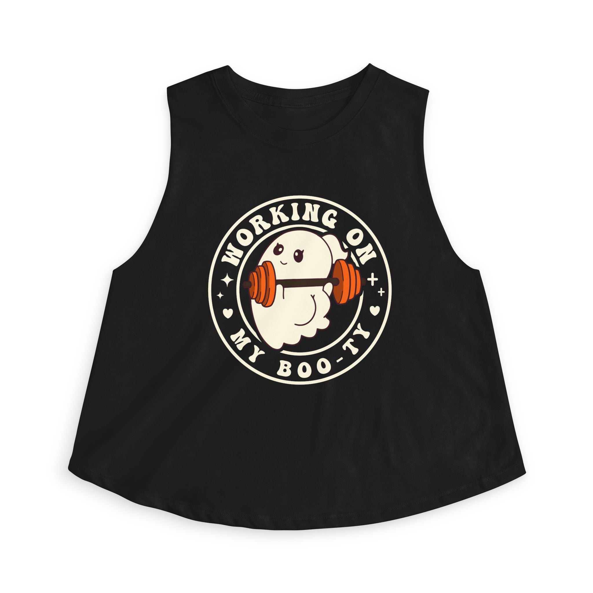 Crop Top — "Working On My Booty" Cute Ghost Weightlifting Fitness Tank