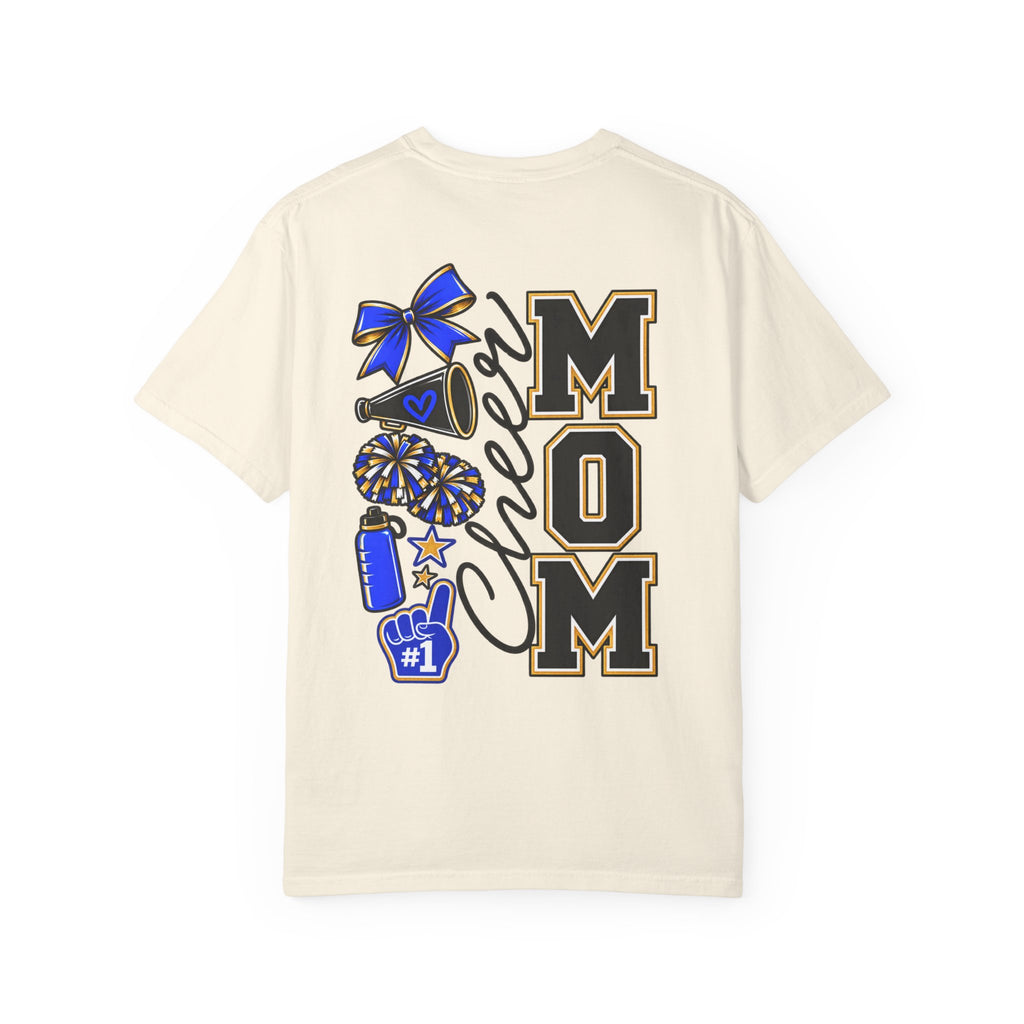 Cheer Mom T-Shirt — Cheerleading Mom Tee with Pom Poms & Megaphone Design